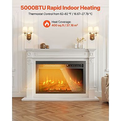 Premium 26 Inch Recessed Electric Fireplace Insert Wall Mounted Heater