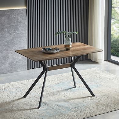 Modern Minimalist 47 Inch MDF Dining Table With Metal Legs For Kitchen And Office