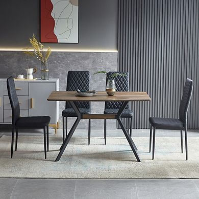 Modern Minimalist 47 Inch MDF Dining Table With Metal Legs For Kitchen And Office