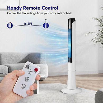 Portable 48 Inch Tower Fan with Remote Control Oscillating Cooling for Bedroom