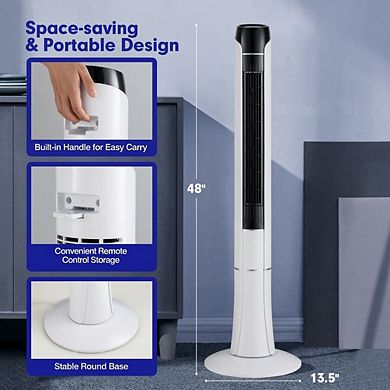 Portable 48 Inch Tower Fan with Remote Control Oscillating Cooling for Bedroom