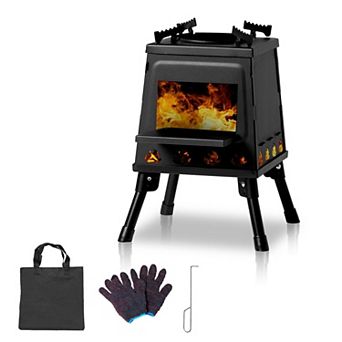 Portable Camping Stove Foldable Wood Fire Pit 10.6x10.6x13.4 in Backpacking Heater