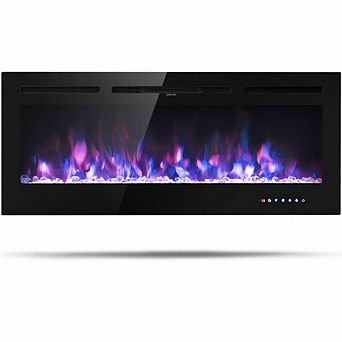 Premium 50 Inch Recessed Electric Fireplace Insert Wall Mounted Heater For Living Room