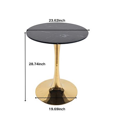 Mid Century Round Dining Table, 23.62 Inch Pedestal Table For 2-4 People