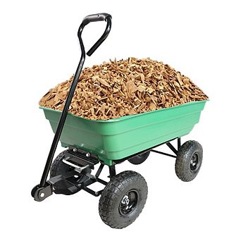 Heavy Duty Poly Garden Dump Cart Steel Frame 10 Inch Tires Yard Wagon