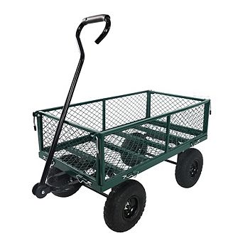 Heavy Duty Steel Garden Cart Utility Wagon with 10 Inch Tires for Firewood Transport