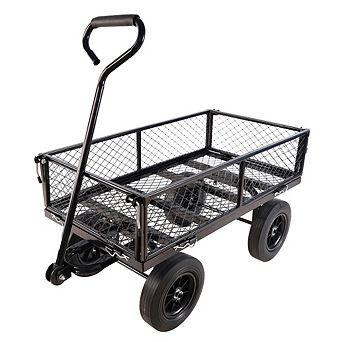 Heavy Duty Garden Cart Solid Wheels Wagon Cart For Firewood Transport And Farming