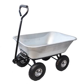 Poly Garden Dump Cart with Steel Frame 10 Inch Tires for Yard Landscaping