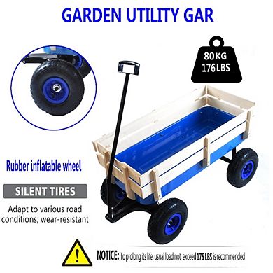 Outdoor Wagon Garden Cart 43x15x5 In All Terrain Pulling
