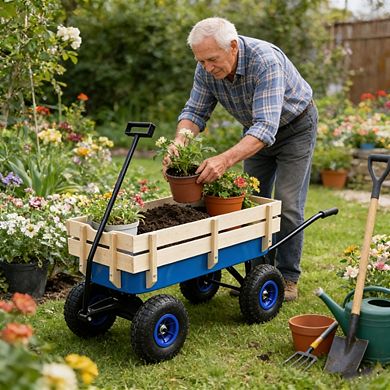 Outdoor Wagon Garden Cart 43x15x5 In All Terrain Pulling