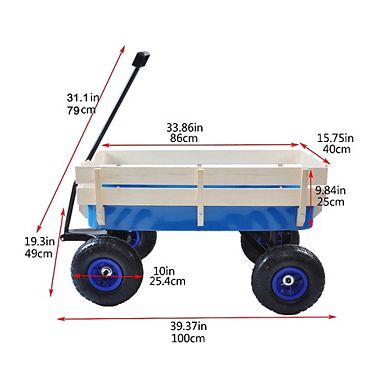 Outdoor Wagon Garden Cart 43x15x5 In All Terrain Pulling