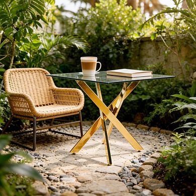 Modern Square Tempered Glass Dining Table 35.4 Inch Kitchen Table