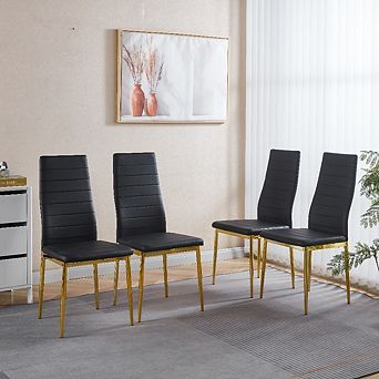 Modern Dining Chairs Set of 4, Upholstered Metal Leg Seating for Kitchen and Dining Room