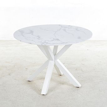 Mid Century Round Dining Table 42.12 Inch Pedestal Base for 4 to 6 People