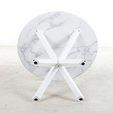 Mid Century Round Dining Table 42.12 Inch Pedestal Base for 4 to 6 People