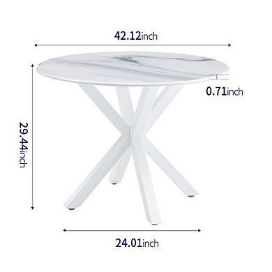 Mid Century Round Dining Table 42.12 Inch Pedestal Base for 4 to 6 People