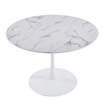 Mid-Century Modern Round Tulip Dining Table 42.1 Inch Pedestal Base For Dining Room
