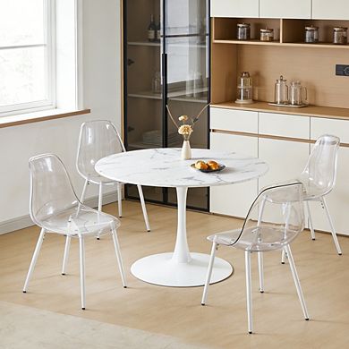 Mid-Century Modern Round Tulip Dining Table 42.1 Inch Pedestal Base For Dining Room