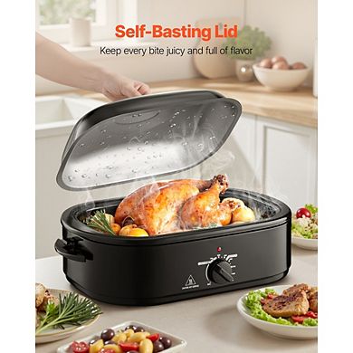 18QT Electric Roaster Oven with Self Basting Lid for Holiday Feasts