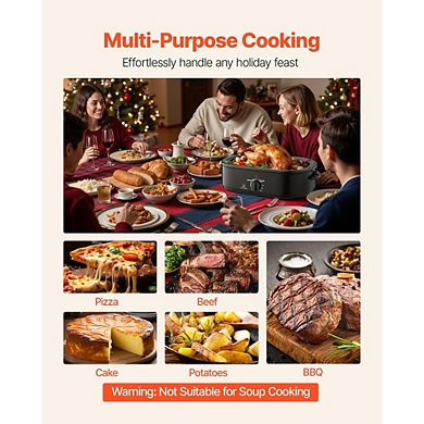18QT Electric Roaster Oven with Self Basting Lid for Holiday Feasts
