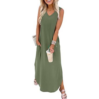 Summer Maxi Beach Dress Pockets
