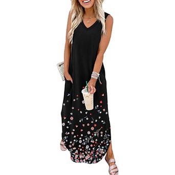 Summer Maxi Beach Dress Pockets