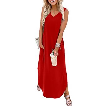 Summer Maxi Beach Dress Pockets