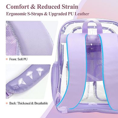 Transparent PVC School Backpack Heavy Duty 3 Pockets
