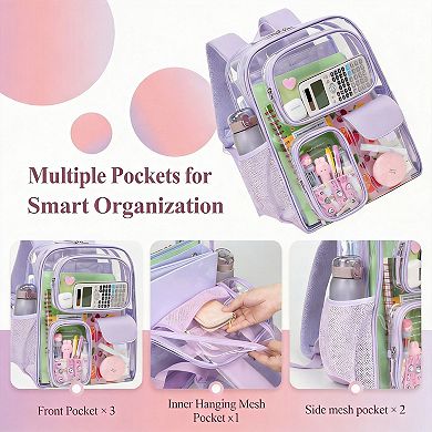 Transparent PVC School Backpack Heavy Duty 3 Pockets