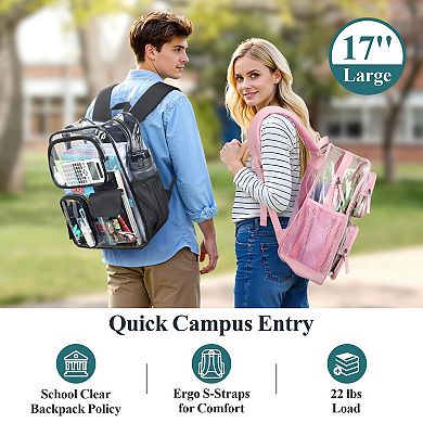 Transparent PVC School Backpack Heavy Duty 3 Pockets