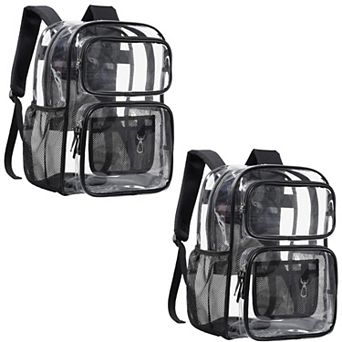 2 Pack Transparent PVC Heavy Duty School Bookbag Backpack
