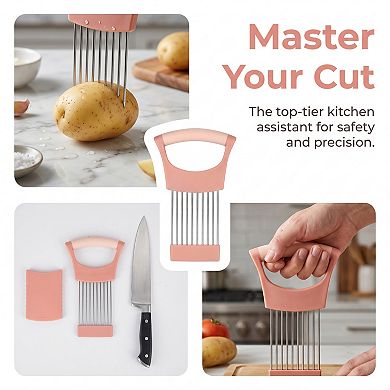 Vegetable Chopper Manual Processor, Plastic Frame Vegetable Fixing Tool with Stainless Steel Pins