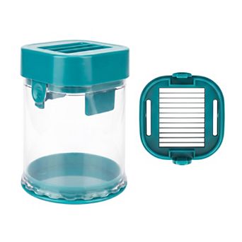 Vegetable Chopper Manual Food Processor Blue Lid Garlic Slicer with Clear Storage Jar Dicing