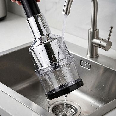 Vegetable Chopper Manual Food Processor, Plated Press Garlic Mincer Onion Cutter with Clear Cup