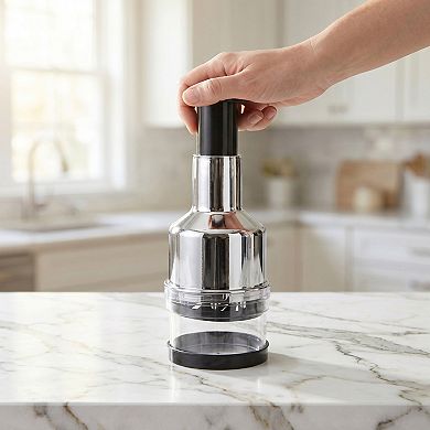 Vegetable Chopper Manual Food Processor, Plated Press Garlic Mincer Onion Cutter with Clear Cup