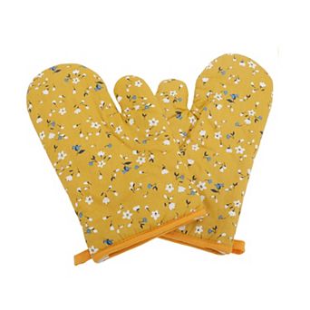 2 pc Oven Mitts, Heat Resistant Oven Mitts, Floral Pattern Oven Mitts
