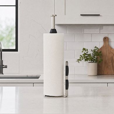 Wall Mount Paper Towel Holder Metal Magnetic Rustproof Under Cabinet Towel Rack 12.2x3.8 inch
