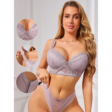 Women's Lace Bra Underwire Full Coverage 5 Row Back Closure Side Support Wide Band Lingerie