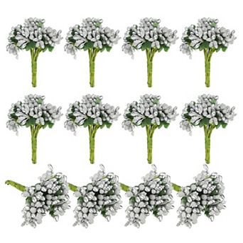 12 Pack Mini Artificial Pip Berry Picks Bunch, Fruit Flower Stamens for Craft DIY Wreaths Decoration