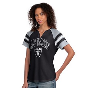 Women's Starter Black Las Vegas Raiders Game On Notch Neck Raglan T-Shirt