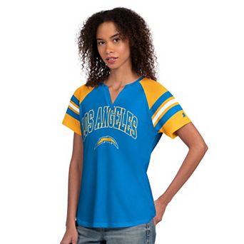 Women's Starter Powder Blue Los Angeles Chargers Game On Notch Neck Raglan T-Shirt