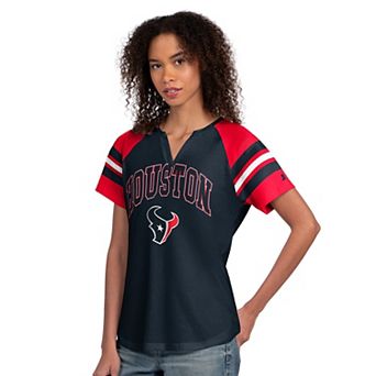 Women's Starter Navy Houston Texans Game On Notch Neck Raglan T-Shirt