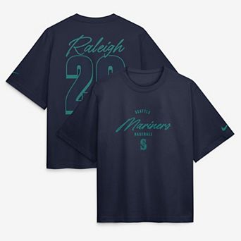Women's Nike Cal Raleigh Navy Seattle Mariners Premium Essentials Boxy Name & Number T-Shirt