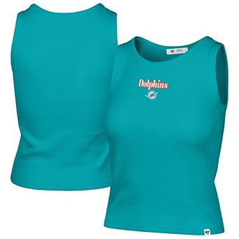 Women's '47 Aqua Miami Dolphins Cropped Straight Cut Ribbed Baby Tank Top