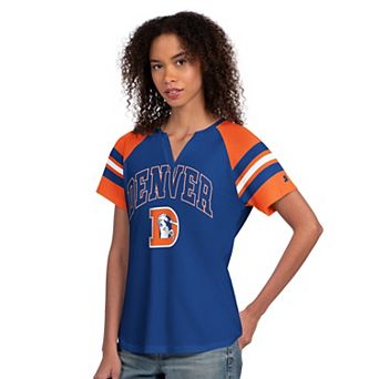 Women's Starter Royal Denver Broncos Game On Notch Neck Raglan T-Shirt