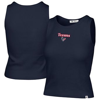Women's '47 Navy Houston Texans Cropped Straight Cut Ribbed Baby Tank Top