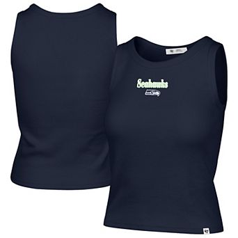 Women's '47 College Navy Seattle Seahawks Cropped Straight Cut Ribbed Baby Tank Top