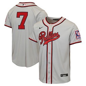 Youth Nike Trea Turner Gray Philadelphia Phillies 2026 Field of Dreams Replica Jersey