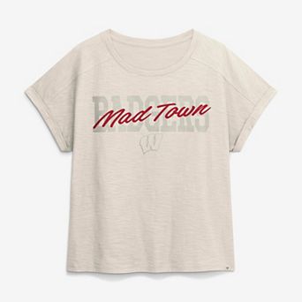 Women's Fanatics Natural Wisconsin Badgers Hometown Premium Oversized Boxy T-Shirt