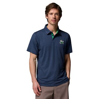 Men's Columbia Navy Notre Dame Fighting Irish Trail Omni-Shade Polo